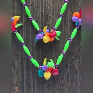 60's Carmen Miranda Fruit Salad Necklace Beaded MCM Statement Costume Fashion